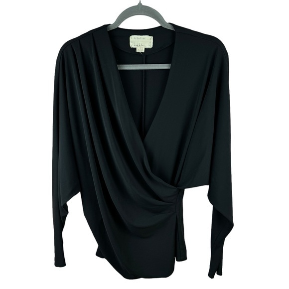 Nicole Miller Artelier women’s Black surplice dolman Long Sleeve Top size M - Picture 1 of 6